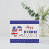 7月4日おめでとう。愛国的デザインはがき シーズンポストカード (スタンド正面)