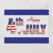 7月4日おめでとう。愛国的デザインはがき シーズンポストカード (正面)