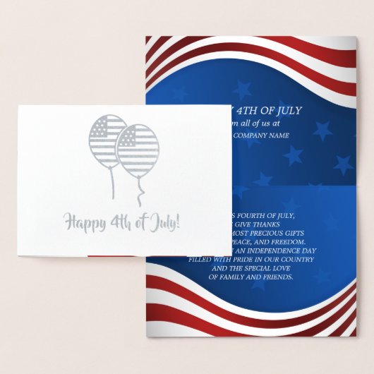 7月4日おめでとう。愛国的企業の 箔カード (ディスプレー)