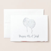 7月4日おめでとう。愛国的企業の 箔カード (封筒付き正面)