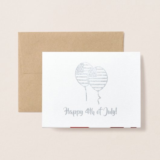 7月4日おめでとう。愛国的企業の 箔カード (封筒付き正面)