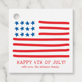 7月4日おめでとう |手描きアメリカ国旗 フェイバータグ