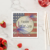 7月4日おめでとう |素朴ヴィンテージ スタンダードカクテルナプキン (インサイチュ)