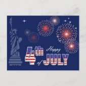 7月4日おめでとう。自由・花火の女神 ポストカード (正面)