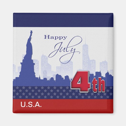 7月4日おめでとう。自由・花火の女神 マグネット (正面)