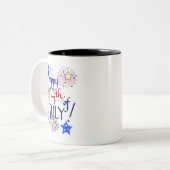 7月4日おめでとう!花火と星で ツートーンマグカップ (正面左)