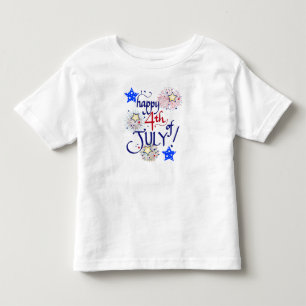 7月4日おめでとう！花火と星で トドラーTシャツ