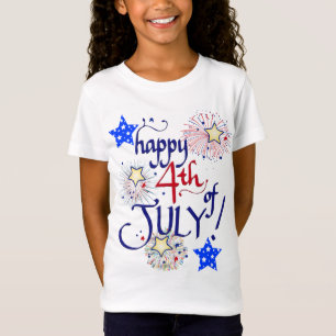 7月4日おめでとう!花火と星で Tシャツ