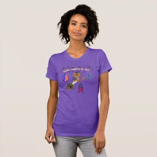 7月4日おめでとう、花火、アメリカお誕生日おめでとう Tシャツ