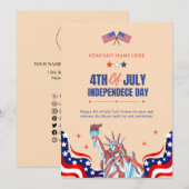 7月4日おめでとう | 赤白青星とストライプ シーズンカード (正面/裏面)