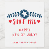 7月4日おめでとう | 1776年以降 – 愛国心 ワインラベル (シングルラベル)