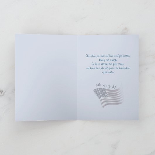 7月4日おもしろいカード愛国的テディベア カード (内部)