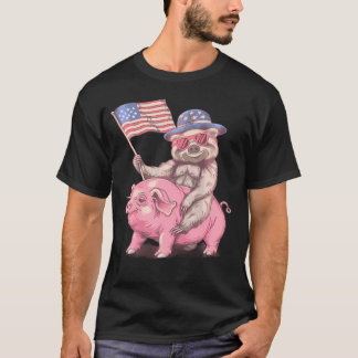 7月4日おもしろいスロッスピグアメリカ国旗アメリ Tシャツ