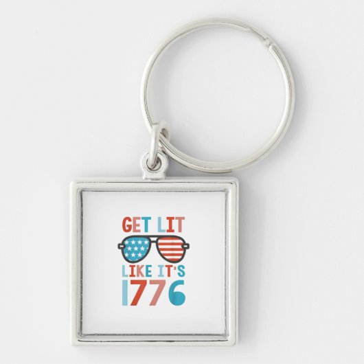 7月4日おもしろいパーティー1776年4日 キーホルダー (正面)