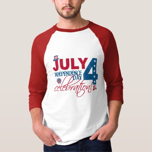 7月4日お祝いシャツ、両面 Tシャツ (正面)