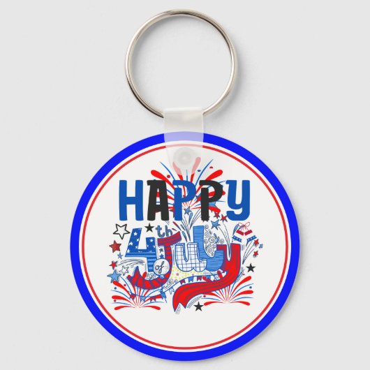 7月4日お祝いデザイン キーホルダー (正面)