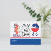 7月4日お祝いバーベキューパーティの招待状 ポストカード (スタンド正面)
