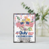 7月4日お祝いパーティーメイスンジャー招待状 ポストカード (スタンド正面)