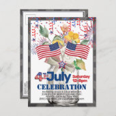 7月4日お祝いパーティーメイスンジャー招待状 ポストカード (正面/裏面)