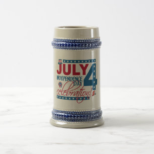 7月4日お祝いマグカップ – 選択スタイル&カラー ビールジョッキ