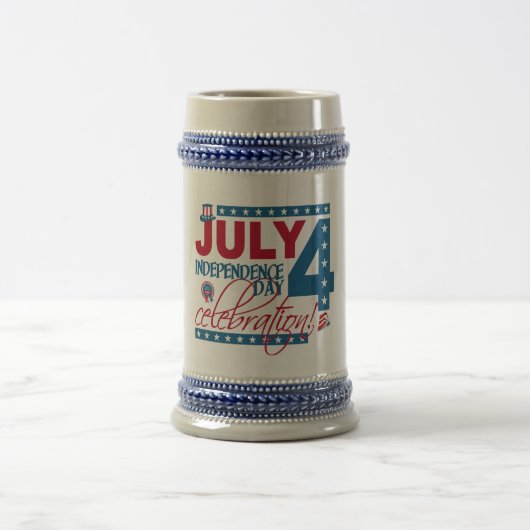 7月4日お祝いマグカップ – 選択スタイル&カラー ビールジョッキ (中央)