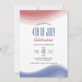 7月4日お祝いレッドブルーアートモダン 招待状 (正面)