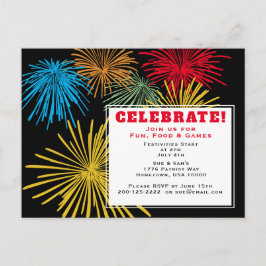 7月4日お祝い招待状はがき インビテーションポストカード