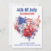 7月4日お祝い水彩青赤 シーズンカード (正面)