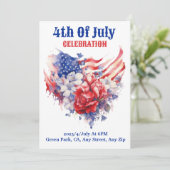 7月4日お祝い水彩青赤 シーズンカード (スタンド正面)