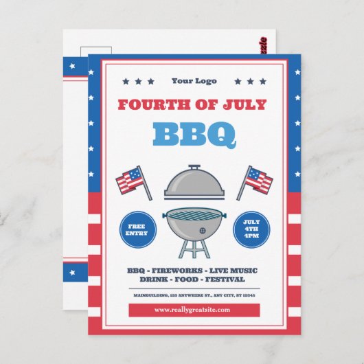 7月4日お祝い独立記念日 ポストカード (正面/裏面)