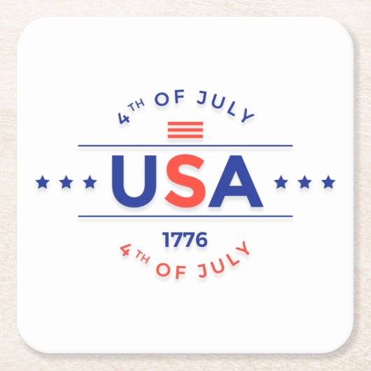 7月4日お祝い紙コースター スクエアペーパーコースター (正面)