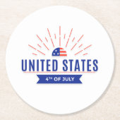 7月4日お祝い紙コースター ラウンドペーパーコースター (正面)