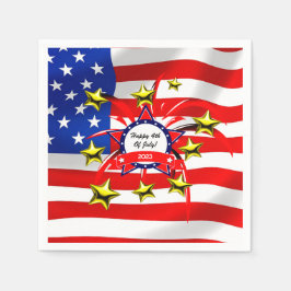 7月4日お祝い紙ナプキン スタンダードカクテルナプキン