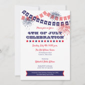 7月4日お祝い花火 | バンティング  ホリデ 招待状 (正面)