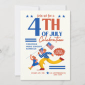 7月4日お祝い、ハッピー独立 招待状 (正面)