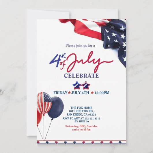 7月4日お祝い 招待状 (正面)