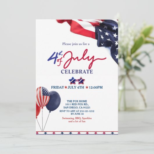 7月4日お祝い 招待状 (スタンド正面)