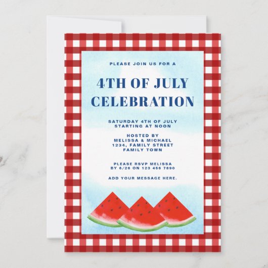 7月4日お祝い 招待状 (正面)