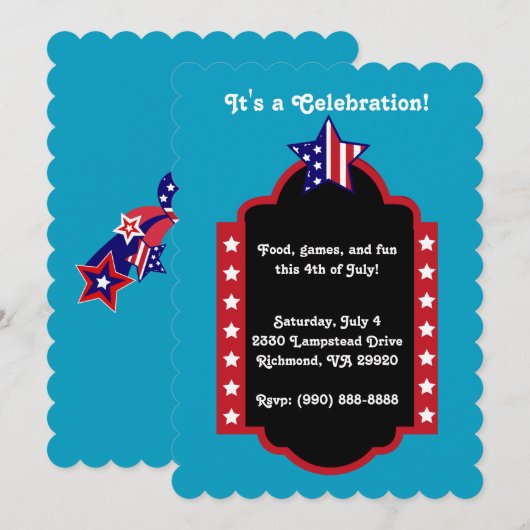 7月4日お祝い 招待状 (正面/裏面)