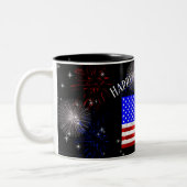 7月4日お祝い – 米国国旗 ツートーンマグカップ (左)