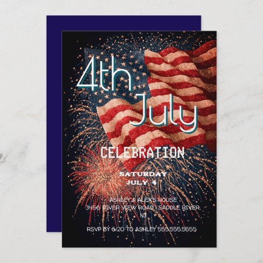 7月4日お祝いBash 招待状 (正面/裏面)