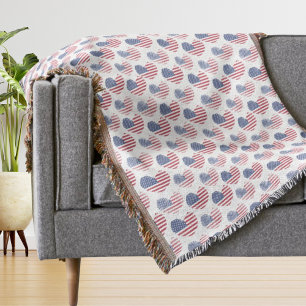 7月4日かわいいアメリカ国旗の愛国心 スローブランケット