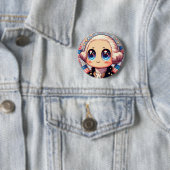 7月4日かわいいジョージワシントンピン 缶バッジ (インサイチュ)