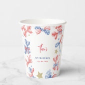 7月4日かわいいバルーンボウ誕生日パーティー 紙コップ (裏面)