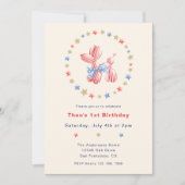 7月4日かわいいバルーンボーイ誕生日パーティー 招待状 (正面)