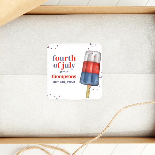 7月4日かわいいパーティーの好意ラベル スクエアシール