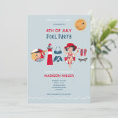 7月4日かわいいプールパーティー 招待状 (スタンド正面)