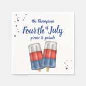 7月4日かわいいポスお洒落シクルの水彩画 スタンダードカクテルナプキン (正面)