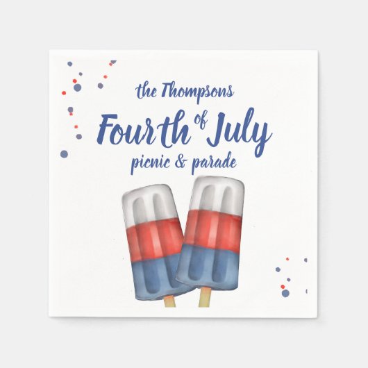 7月4日かわいいポスお洒落シクルの水彩画 スタンダードカクテルナプキン (正面)