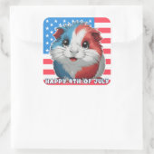 7月4日かわいいモルモットのステッカーシート スクエアシール (バッグ)